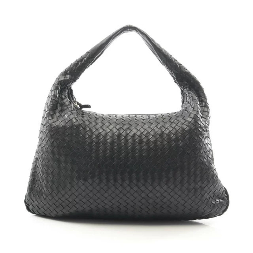 Bottega Veneta Intrecciato Shoulder Bag Leather Black